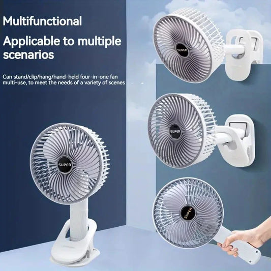 Rechargeable 3-in-1 Clip Fan | Handheld, Desktop & Wall Mounted Portable Fan with 3 Speed Modes
