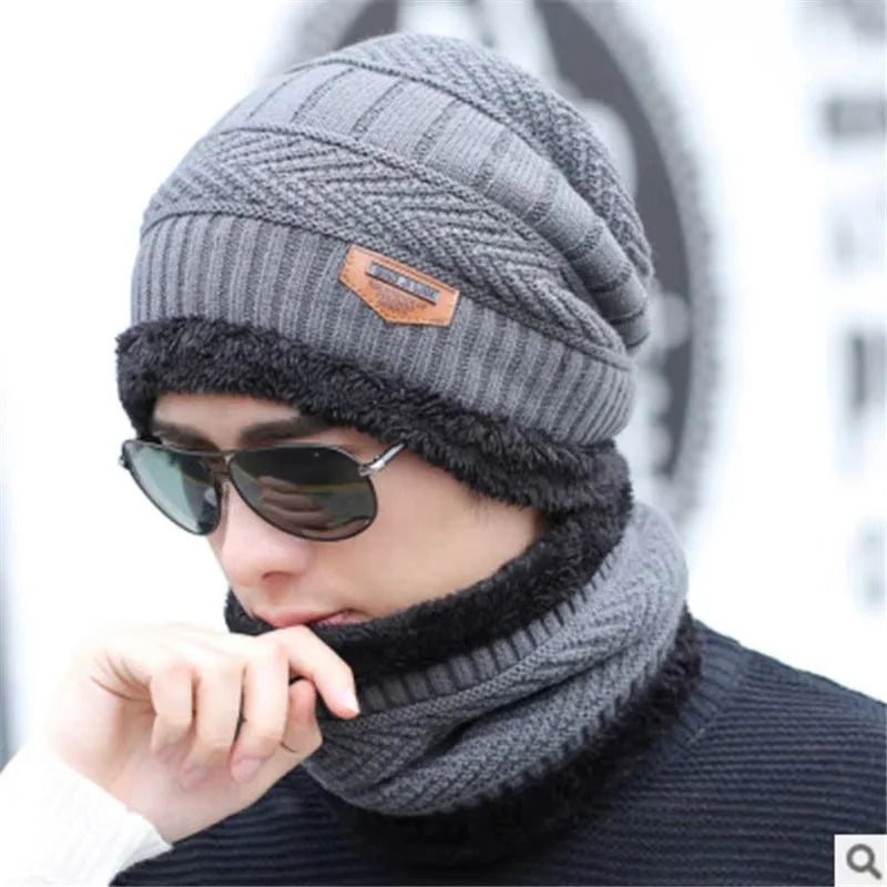 Winter Wool Cap with Neck Warmer Set | Thermal Beanie & Scarf Combo for Men and Women