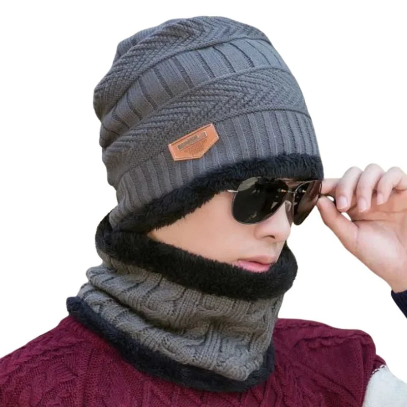 Winter Wool Cap with Neck Warmer Set | Thermal Beanie & Scarf Combo for Men and Women