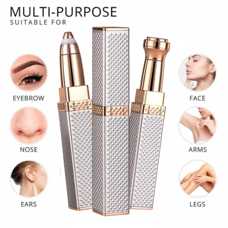 2-in-1 Flawless Facial Hair Remover & Eyebrow Trimmer | USB Rechargeable, Painless & Portable