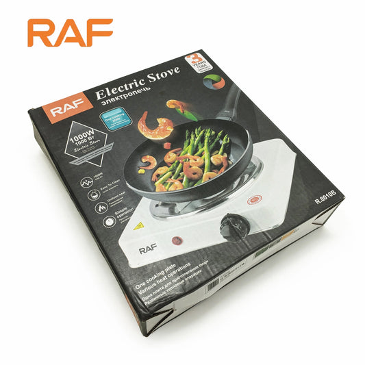 RAF R.8010B Electric Stove Hot Plate and Cooker with 1000W Power, Thermostat, and Uniform Heating