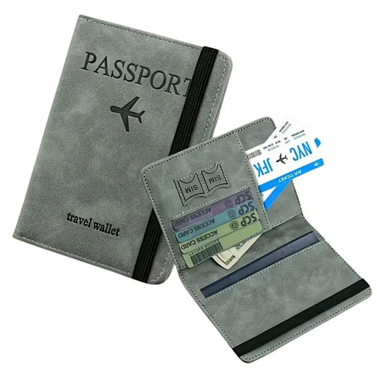 RFID Blocking Passport Wallet  | PU Leather Travel Document Holder with Card & Cash Pockets | Random Color