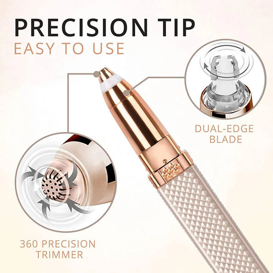 2-in-1 Flawless Facial Hair Remover & Eyebrow Trimmer | USB Rechargeable, Painless & Portable
