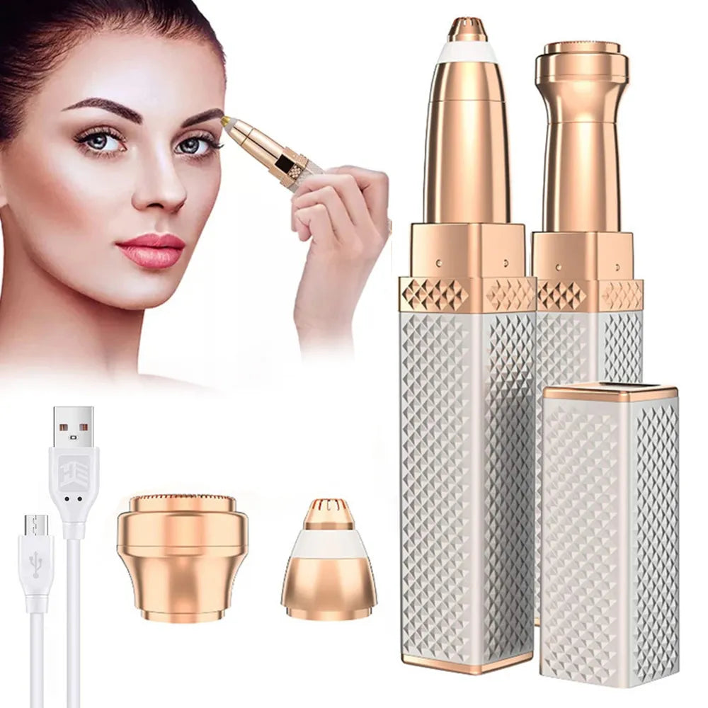 2-in-1 Flawless Facial Hair Remover & Eyebrow Trimmer | USB Rechargeable, Painless & Portable