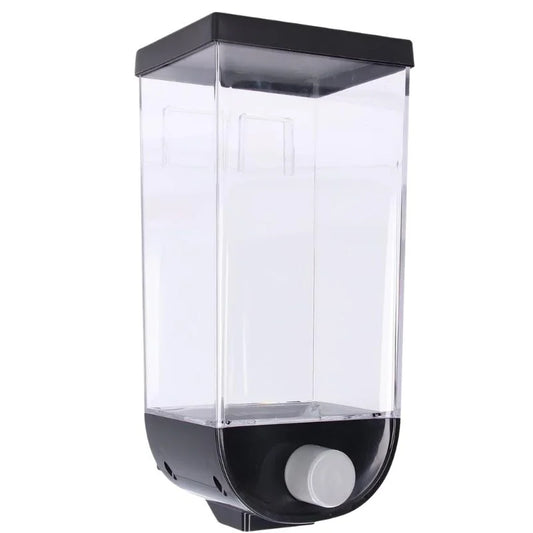 Wall Mounted Cereal Dispenser | 1.5L Transparent Grain Storage Container | One-Touch Cereal & Rice Dispenser | Space Saving Kitchen Organizer