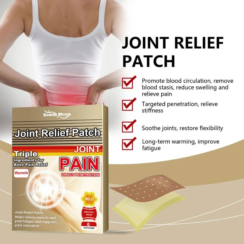 Pain relief patch applied to knee joint