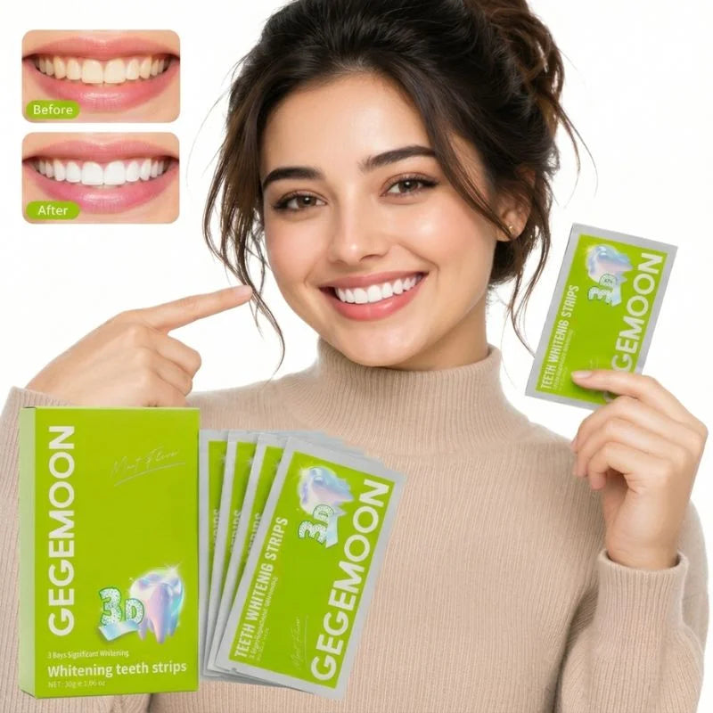 Gegemoon Teeth Whitening Strips | Professional Whitening Kit | Enamel Safe | Deep Stain Removal | Mint Flavor | 7 Pairs