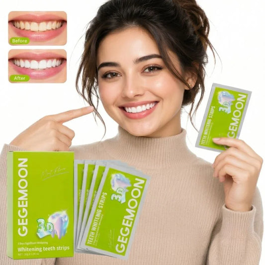 Gegemoon Teeth Whitening Strips | Professional Whitening Kit | Enamel Safe | Deep Stain Removal | Mint Flavor | 7 Pairs