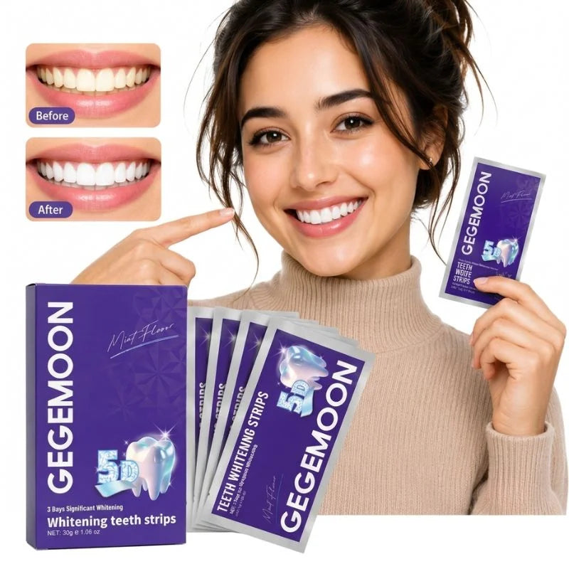 Gegemoon Teeth Whitening Strips | Professional Whitening Kit | Enamel Safe | Deep Stain Removal | Mint Flavor | 7 Pairs