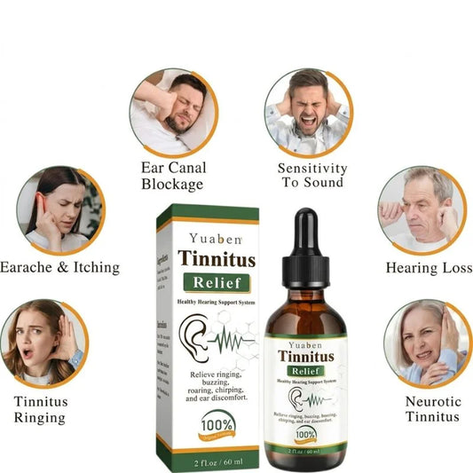 Yuaben Tinnitus Relief Drops | Healthy Hearing Support System | Ear Care Drops for Ringing, Buzzing & Ear Wellness | 60ml