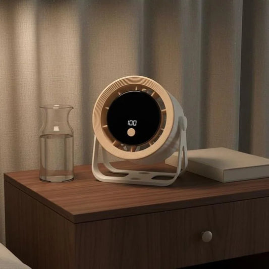 Rechargeable Desktop Circular Fan | 3 Speed Personal Cooling Fan | Quiet Air Circulator for Home, Office & Travel