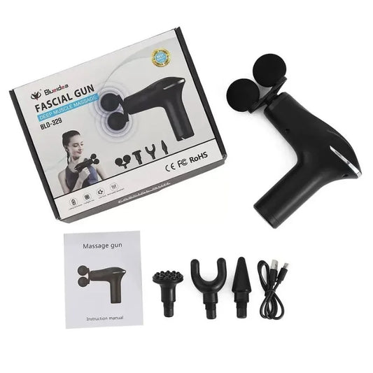 Fascial Tissue Massage Gun | Model BLD-329 | Rechargeable Massage Gun | LCD Display | 4 Massage Heads for Muscle Recovery & Pain Relief