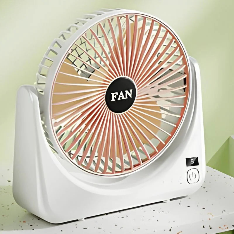 Rechargeable Desktop Circular Fan | 3 Speed Personal Cooling Fan | Quiet Air Circulator for Home, Office & Travel